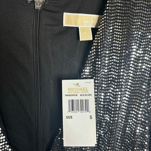 Michael Kors Mirror Dot Matte- ersey Crossover Dress Black / Silver Size S NWT - Picture 7 of 7
